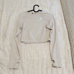 Gymshark Beige Long Sleeve Cropped Seamless Top